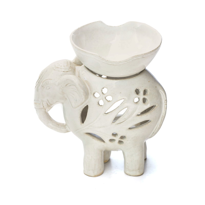 Elephant Oil Burner | White Velvet - Image 3