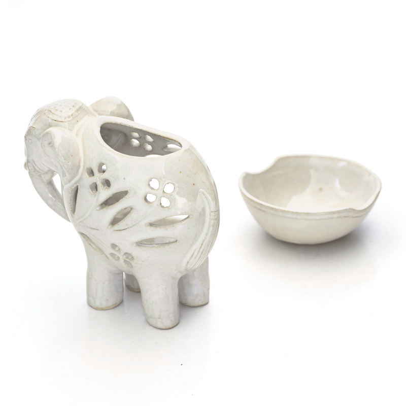 Elephant Oil Burner | White Velvet - Image 2