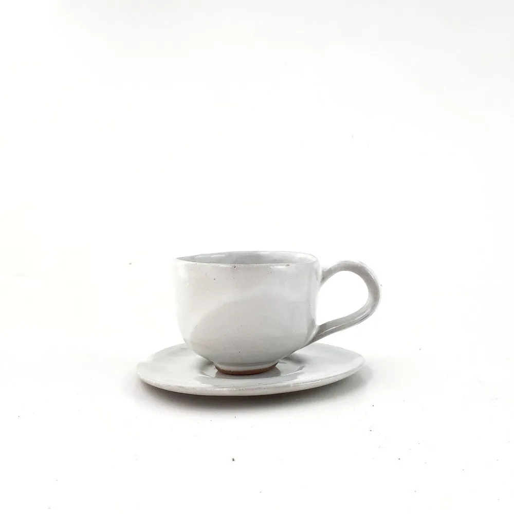 Anthracite Cup ~100ml and Saucer - Regular | White Velvet