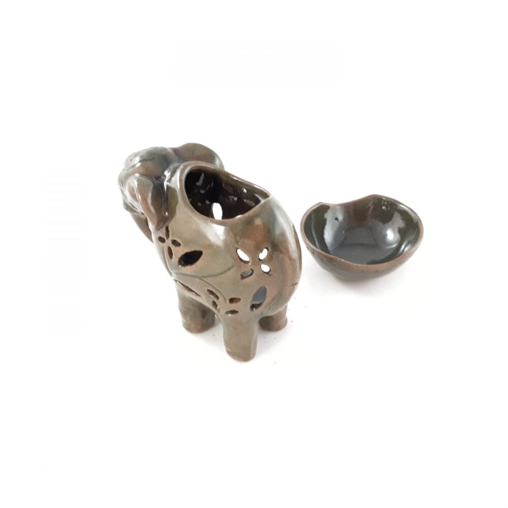 Elephant Oil Burner | Dark Green Celadon - Image 5