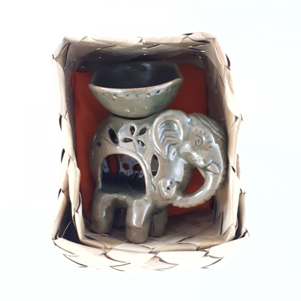 Elephant Oil Burner | Dark Green Celadon - Image 4