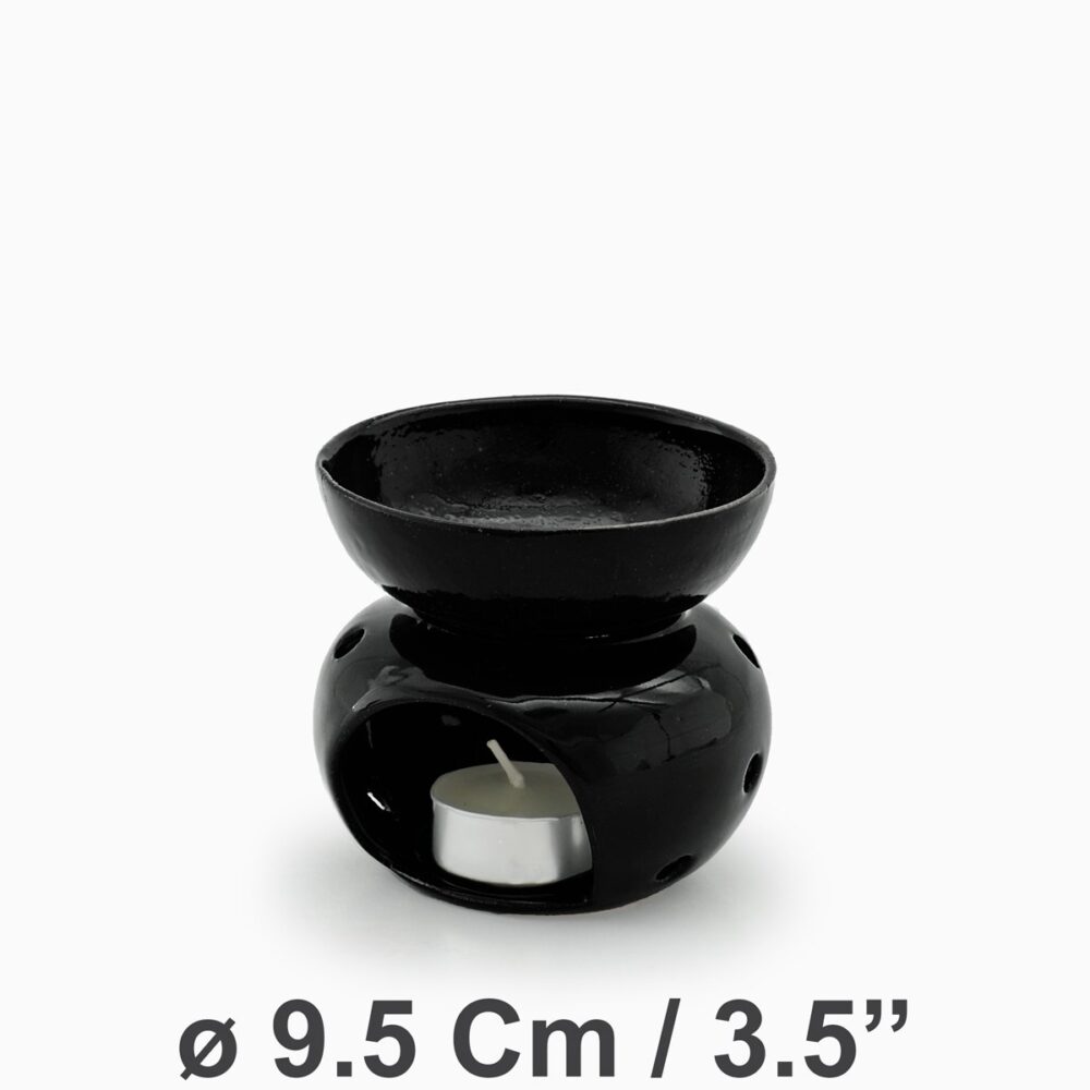 Two Parts Oil Burner ø9.5Cm/3.5'' | Black Gloss