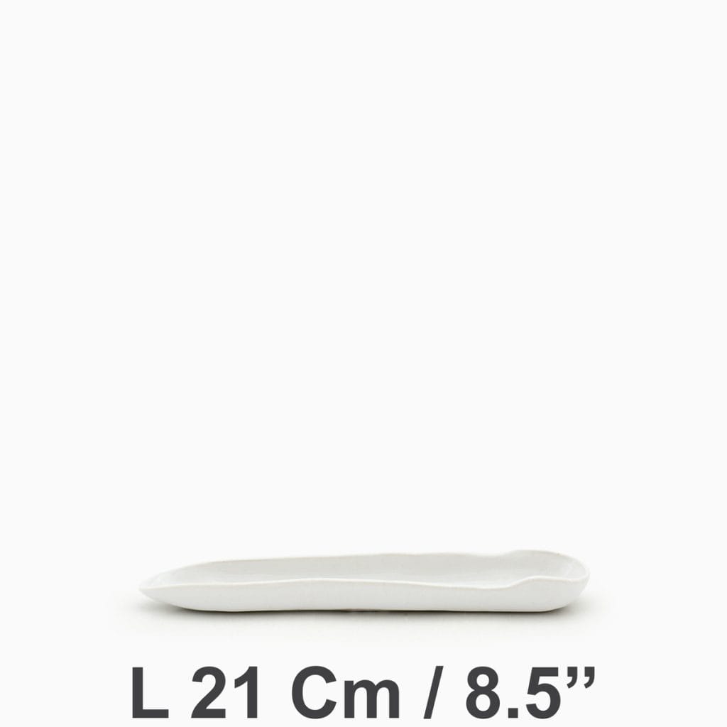 Incense Holder Boat L21Cm/8.5″ White Velvet Khmer Ceramics and Fine