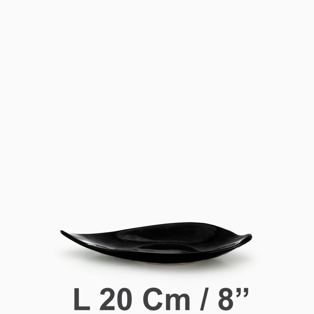 Leaf Plate 20Cm/8'' | Black Gloss
