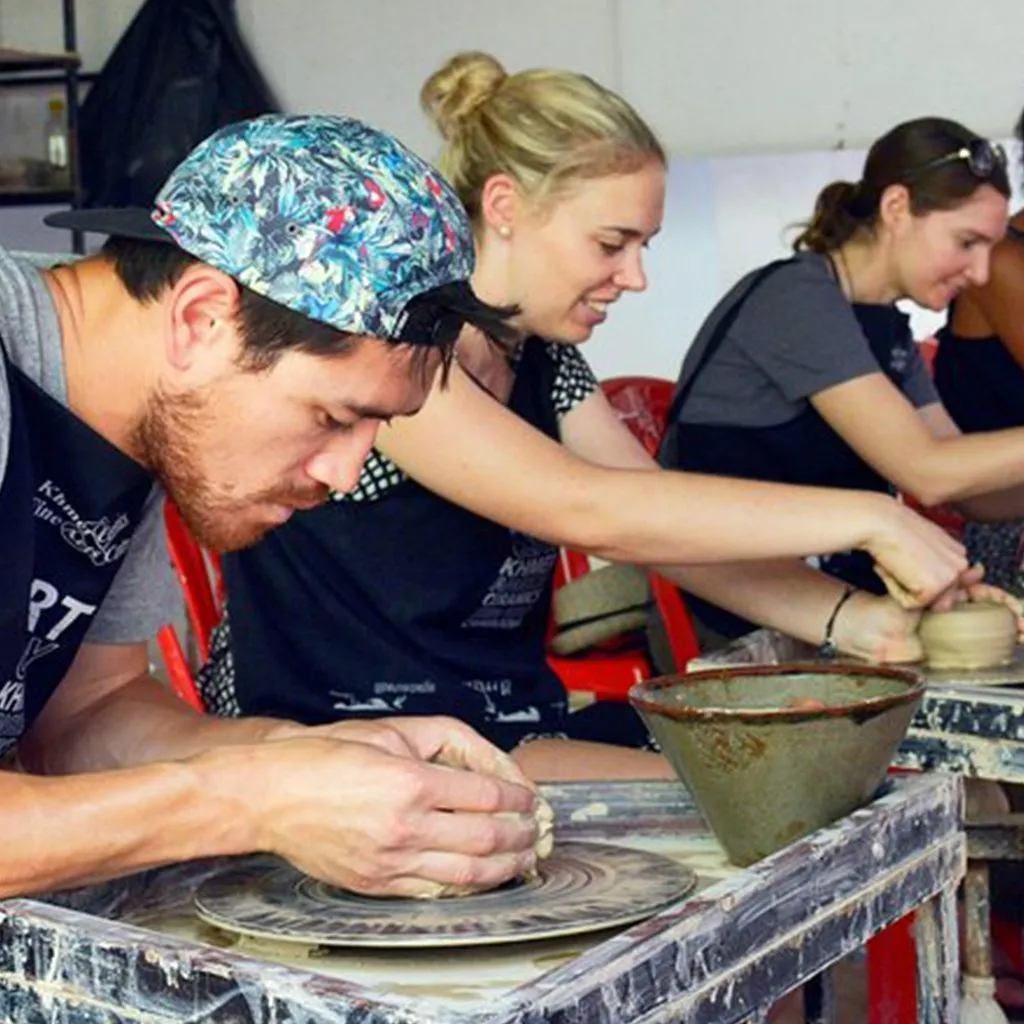 Students at Pottery Class making Ceramics